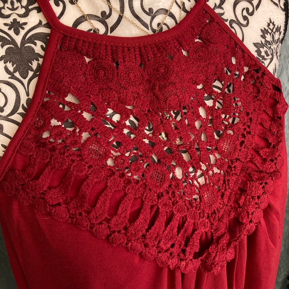 NEW Floral Lace High Neck Sleeveless Summer Top - Picture 4 of 9